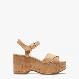 Beige Kate Spade Jasper Platform Wedge Sandals | 267-FSXUDB