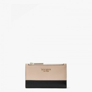 Beige / Black Kate Spade Spencer Small Slim Bifold Wallets | 489-GHNEVD