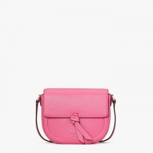 Black Kate Spade Knott Medium Saddle Crossbody Bags | 059-ROAIHD