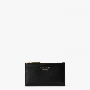 Black Kate Spade Spencer Small Slim Bifold Wallets | 895-BZKHGY