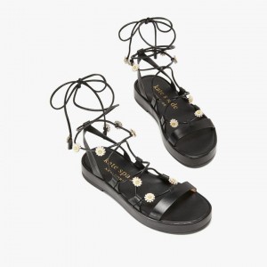 Black Kate Spade Sprinkles Strappy Sandals | 068-KMTJHO