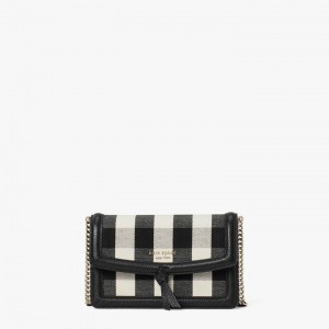 Black Multicolor Kate Spade Knott Gingham Flap Crossbody Bags | 503-LCAKZD