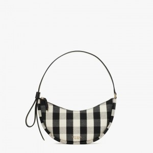 Black Multicolor Kate Spade Smile Gingham Small Shoulder Bags | 689-LCKEXQ