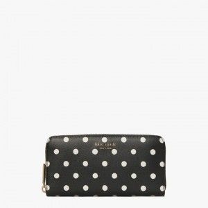 Black Multicolor Kate Spade Spencer Sunshine Dot Zip-Around Continental Wallets | 243-PIFABR