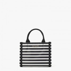 Black / Cream Kate Spade The Little Better Sam Stripe Mini Tote Bags | 395-SAPDCE