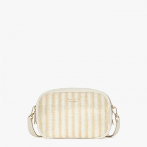 Cream Kate Spade Astrid Straw Medium Crossbody Bags | 246-OPYSXT