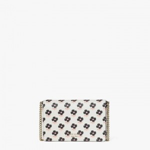 Cream Kate Spade Spencer Block Print Floral Chain Wallets | 632-LSZTGE