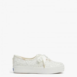 Cream Kate Spade x Keds Triple Glitter Sneakers | 173-MZRDLN