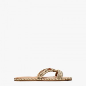 Gold Kate Spade Captain's Cord Slides | 809-QNXVOH