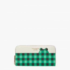 Green Multicolor Kate Spade Hoppkins Frog Zip-Around Continental Wallets | 485-HWDIEK