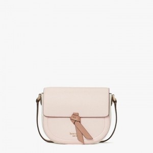 Pink Multicolor Kate Spade Knott Medium Saddle Crossbody Bags | 861-XRVKHB