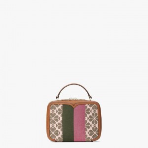 Pink Multicolor Kate Spade Spade Flower Jacquard Vanity Stripe Mini Crossbody Bags | 724-BOYTVM