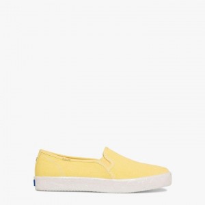 Yellow Kate Spade x Keds Double Decker Logo Foxing Canvas Sneakers | 415-YWEDAB