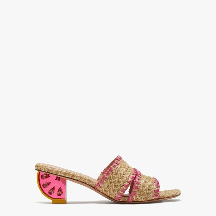 Beige Kate Spade Citrus Slides | 092-FLRKIH