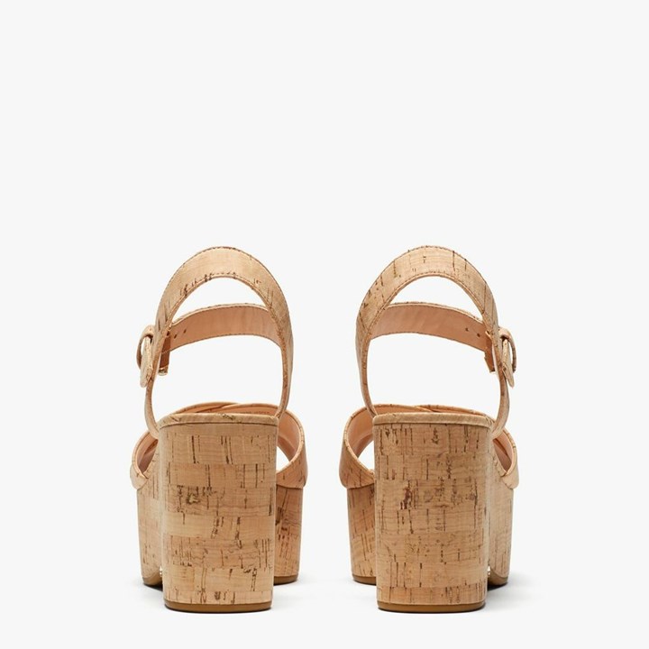 Beige Kate Spade Jasper Platform Wedge Sandals | 267-FSXUDB