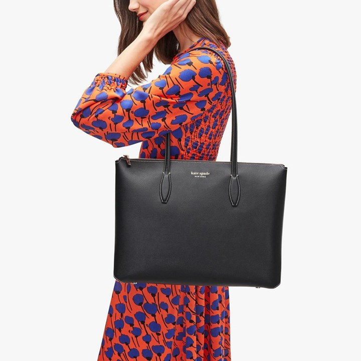 Black Kate Spade All Day Large Zip-Top Tote Bags | 659-XCQPNW