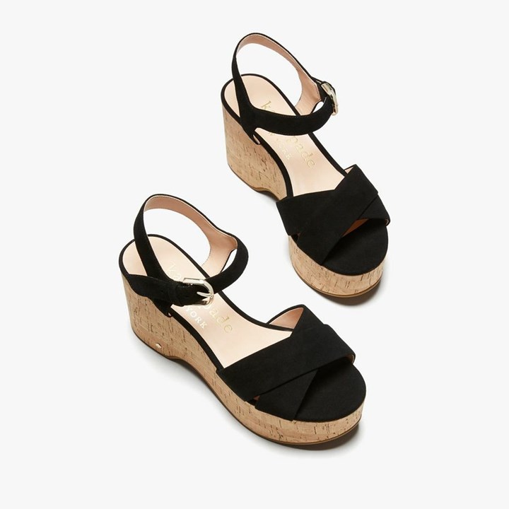 Black Kate Spade Jasper Platform Wedge Sandals | 503-NVASYM