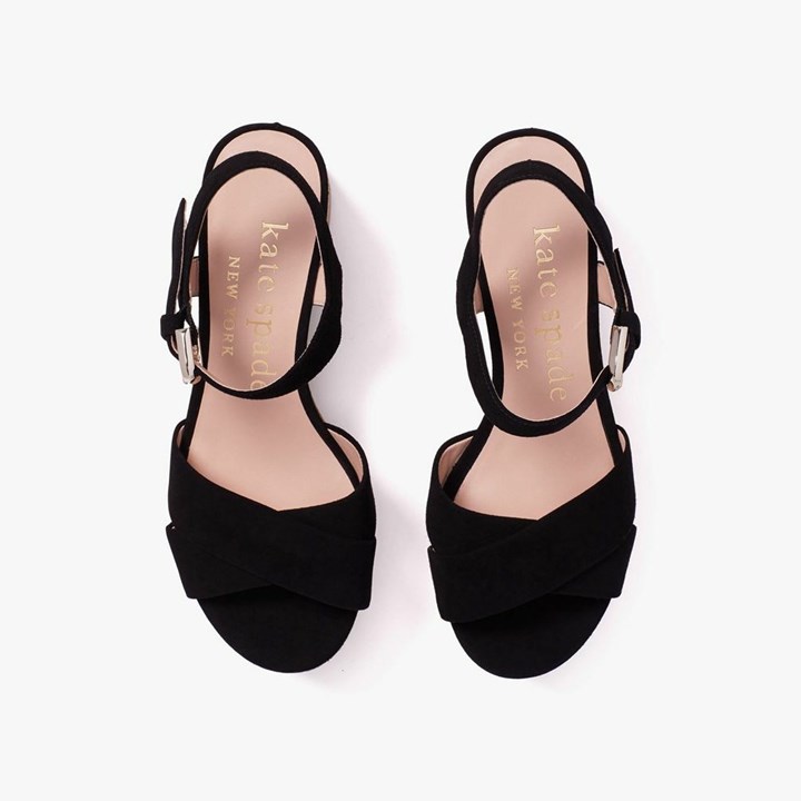 Black Kate Spade Jasper Platform Wedge Sandals | 503-NVASYM