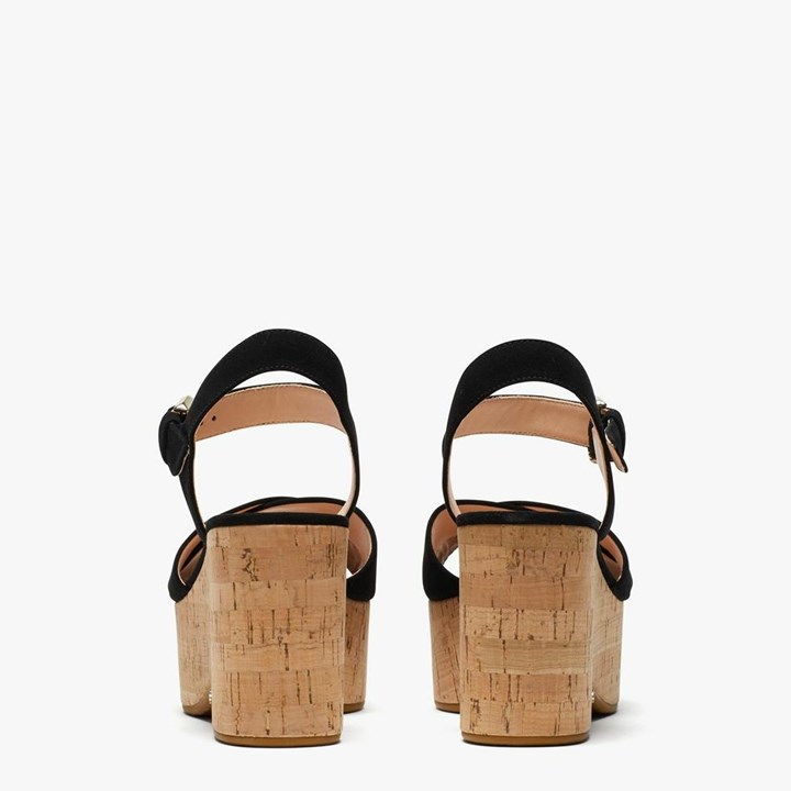 Black Kate Spade Jasper Platform Wedge Sandals | 503-NVASYM