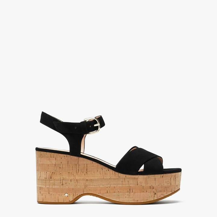 Black Kate Spade Jasper Platform Wedge Sandals | 503-NVASYM