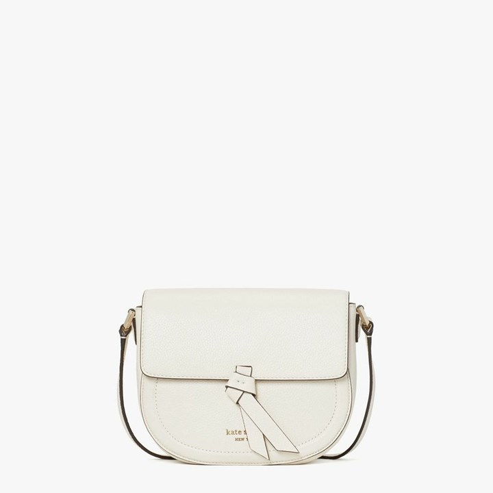 Black Kate Spade Knott Medium Saddle Crossbody Bags | 435-EQZOGP