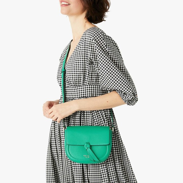 Black Kate Spade Knott Medium Saddle Crossbody Bags | 654-CXQMKD