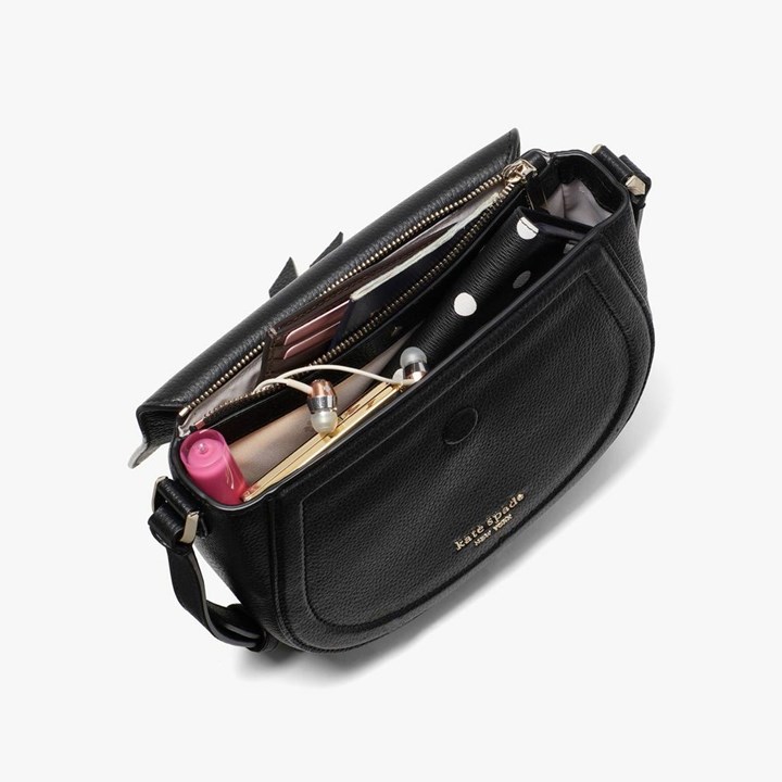 Black Kate Spade Knott Medium Saddle Crossbody Bags | 736-IJTPWQ