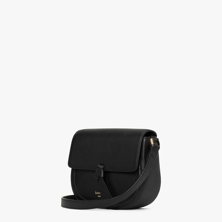 Black Kate Spade Knott Medium Saddle Crossbody Bags | 736-IJTPWQ