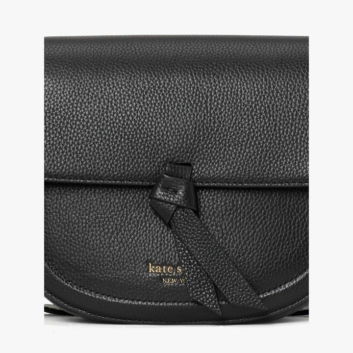 Black Kate Spade Knott Medium Saddle Crossbody Bags | 736-IJTPWQ