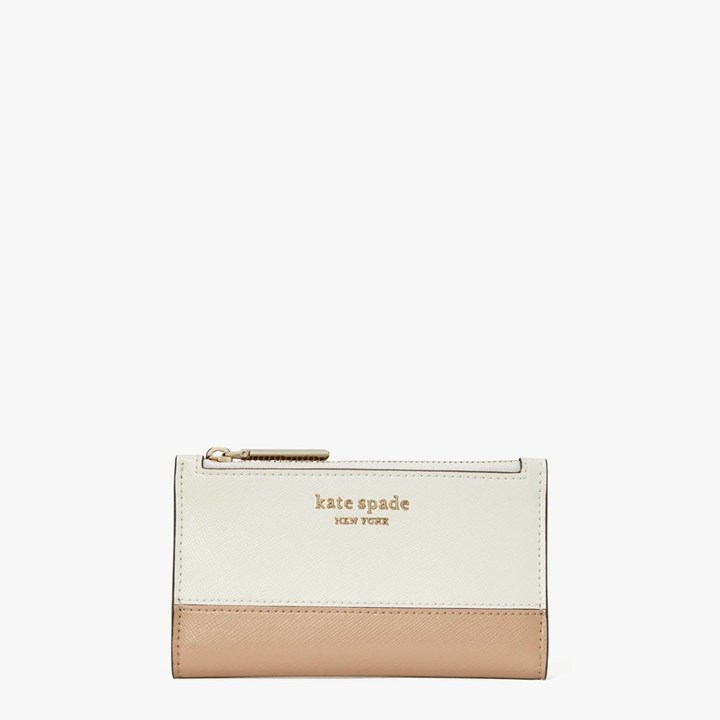 Black Kate Spade Spencer Small Slim Bifold Wallets | 145-PANFCM