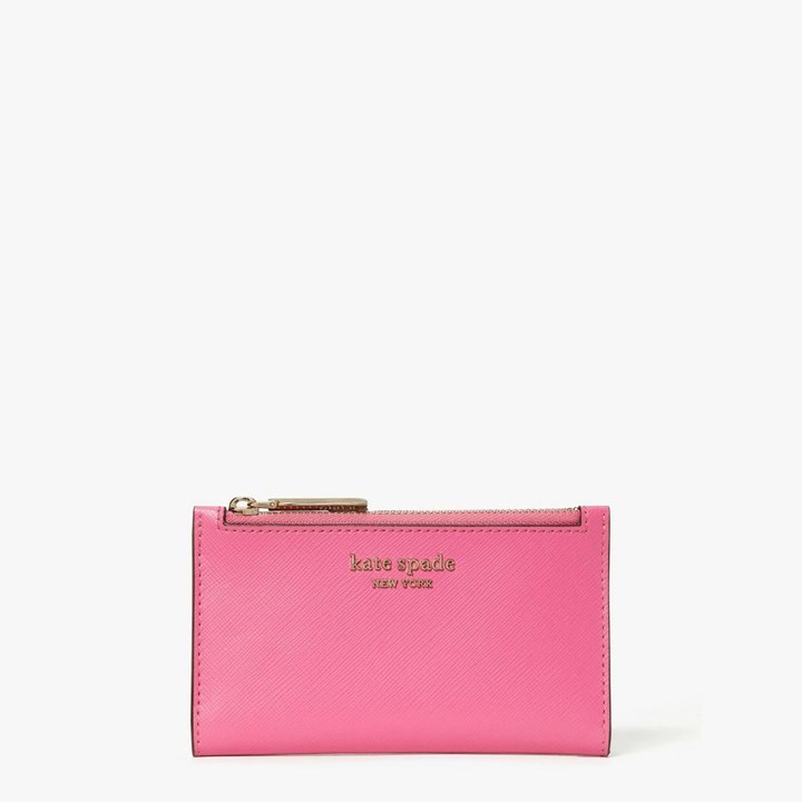 Black Kate Spade Spencer Small Slim Bifold Wallets | 375-ADRKNU