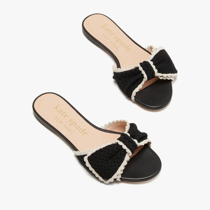 Black Kate Spade Tango Slides | 276-CTINHJ