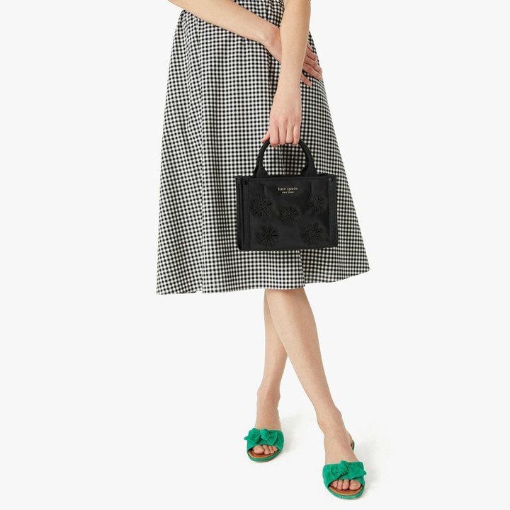 Black Kate Spade The Little Better Sam Embroidered Nylon Mini Tote Bags | 041-YOQHTE