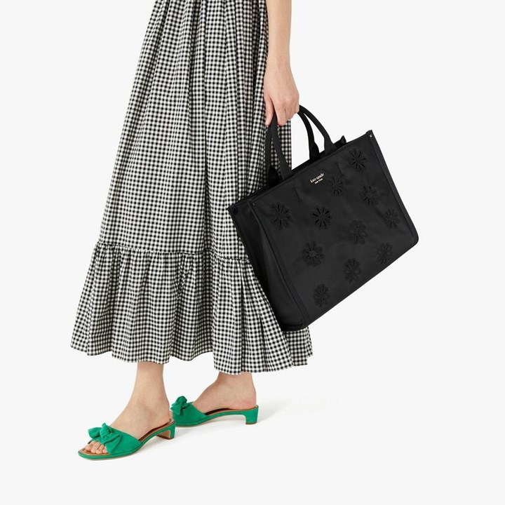 Black Kate Spade The Little Better Sam Embroidered Nylon Large Tote Bags | 370-JTOLMW