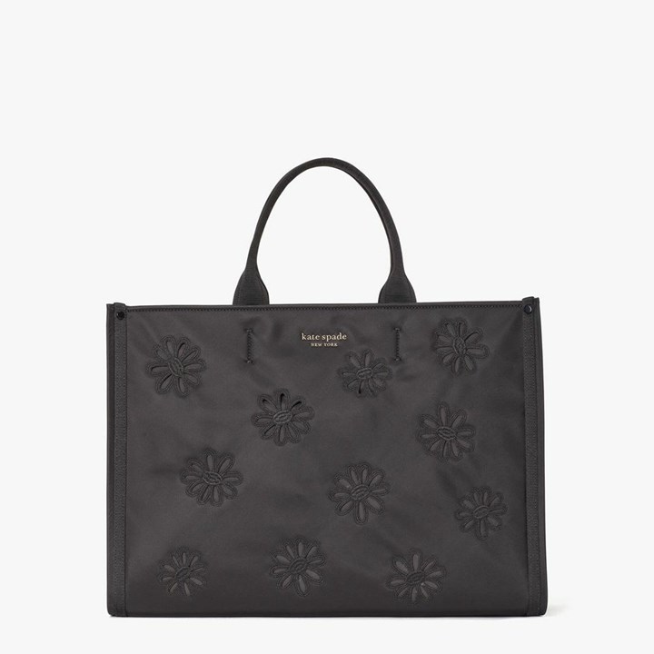 Black Kate Spade The Little Better Sam Embroidered Nylon Large Tote Bags | 370-JTOLMW