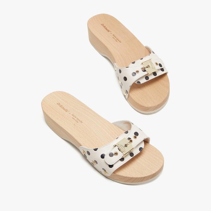 Black Kate Spade x Dr. Scholl's Polka Dot Suede Slides | 725-NMWRIZ