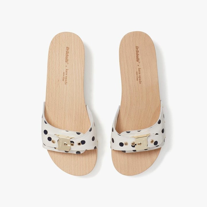 Black Kate Spade x Dr. Scholl's Polka Dot Suede Slides | 725-NMWRIZ