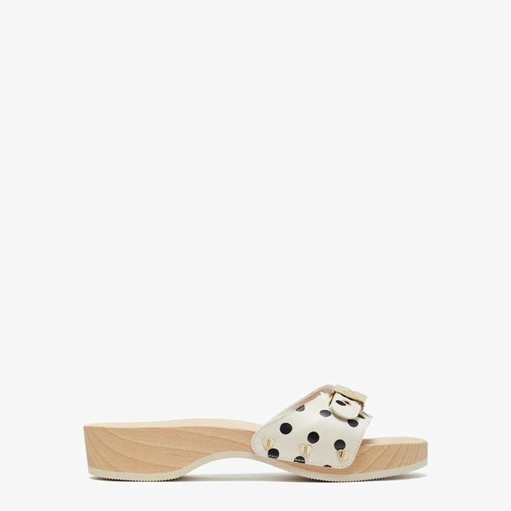 Black Kate Spade x Dr. Scholl\'s Polka Dot Suede Slides | 725-NMWRIZ