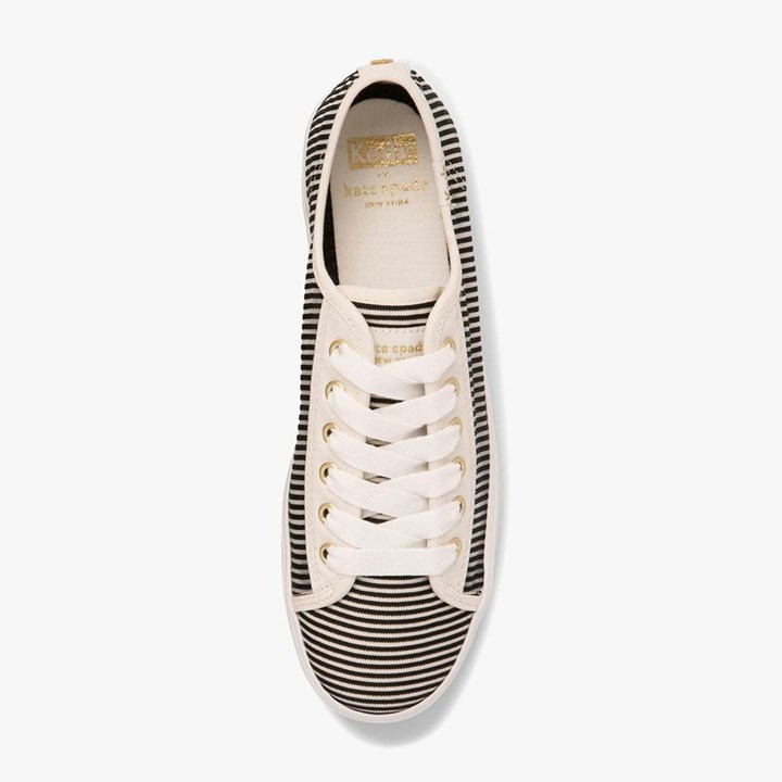 Black Kate Spade x Keds Triple Kick Striped Mesh Sneakers | 348-SDVFRX