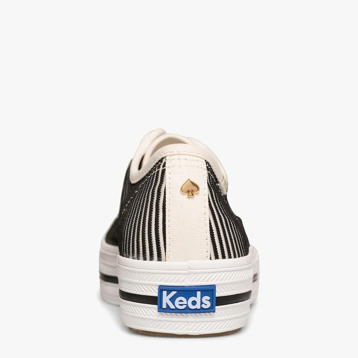 Black Kate Spade x Keds Triple Kick Striped Mesh Sneakers | 348-SDVFRX