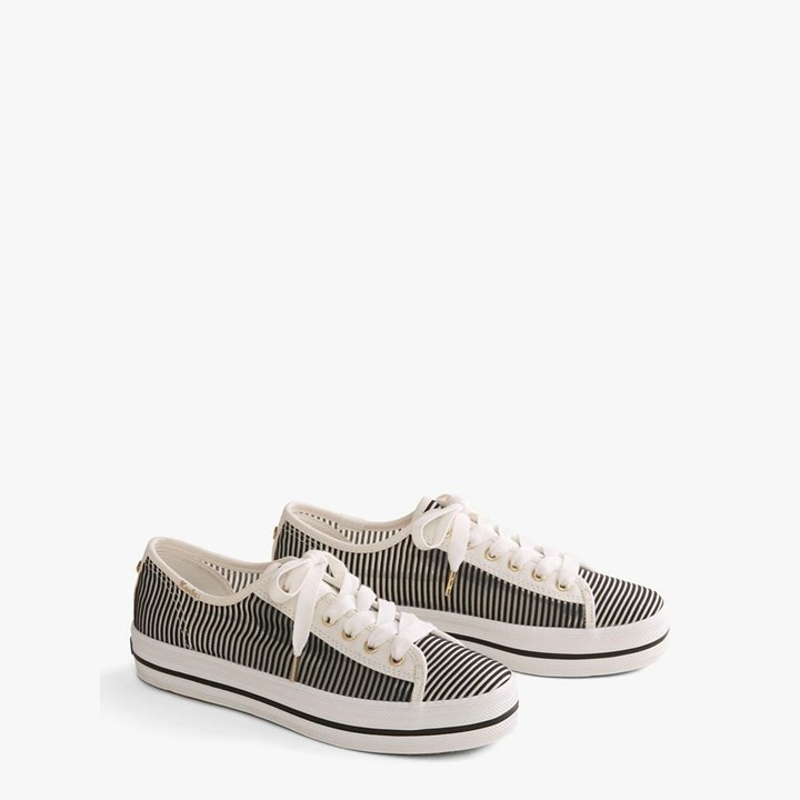 Black Kate Spade x Keds Triple Kick Striped Mesh Sneakers | 348-SDVFRX