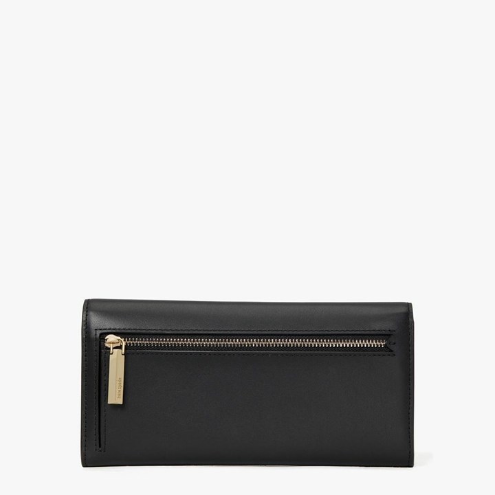 Black / Black Kate Spade Nicola Twistlock Flap Continental Wallets | 962-DZVMQU