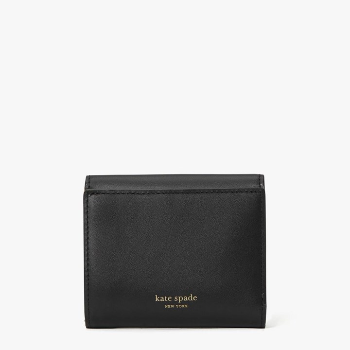 Black / Black Kate Spade Nicola Twistlock Flap Bifold Wallets | 472-HQTNZC