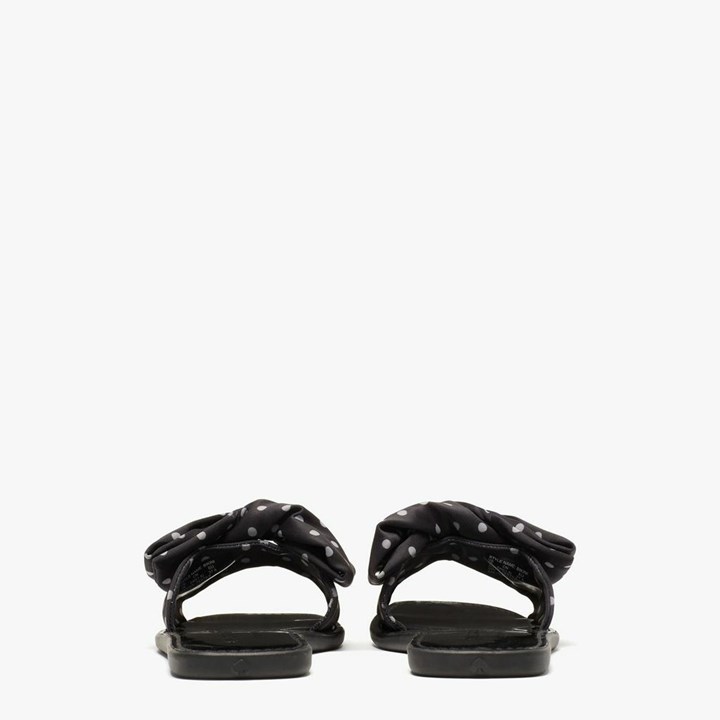 Black / Cream Kate Spade Bikini Bow Slides | 378-AKZVHG