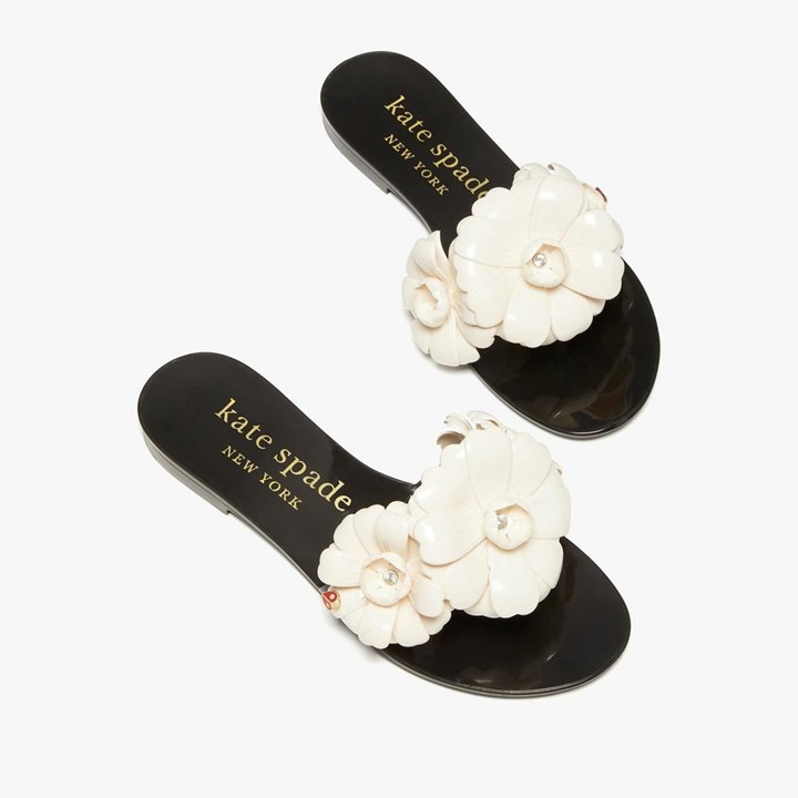 Black / Cream Kate Spade Jaylee Slides | 285-BFRONL