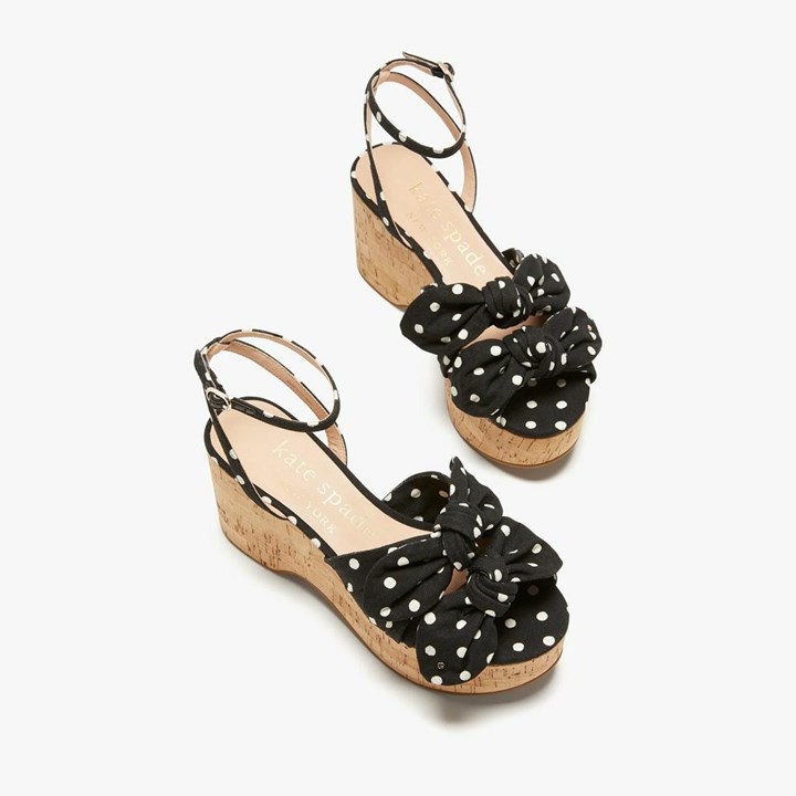 Black / Cream Kate Spade Julep Platform Wedge Sandals | 534-WPENTY