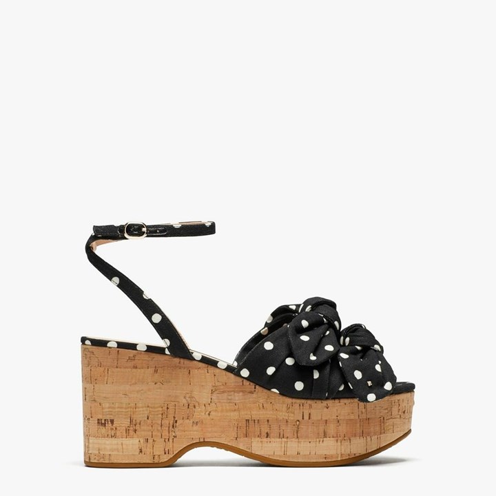 Black / Cream Kate Spade Julep Platform Wedge Sandals | 534-WPENTY