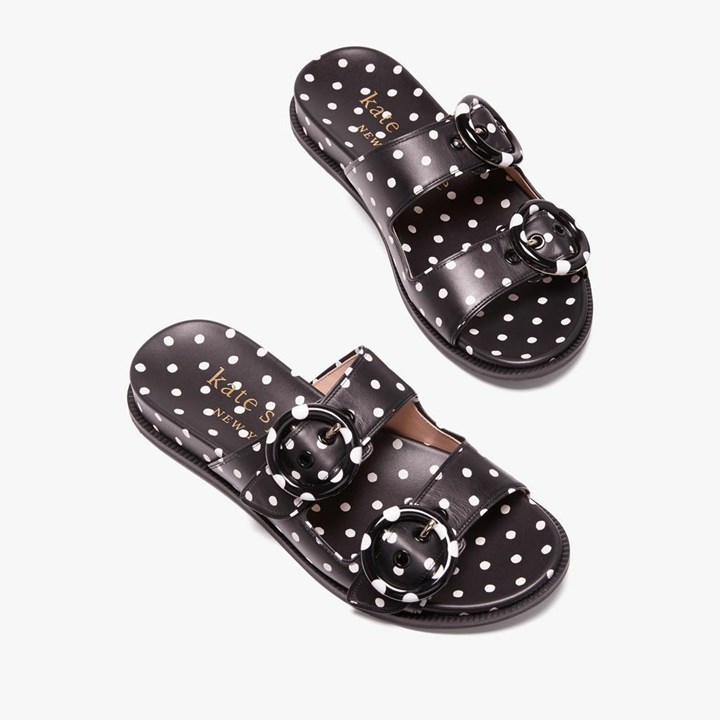 Black / Cream Kate Spade Rhodes Slides | 309-HDLCOR