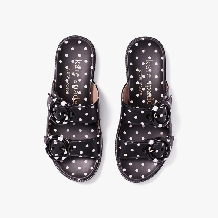 Black / Cream Kate Spade Rhodes Slides | 309-HDLCOR