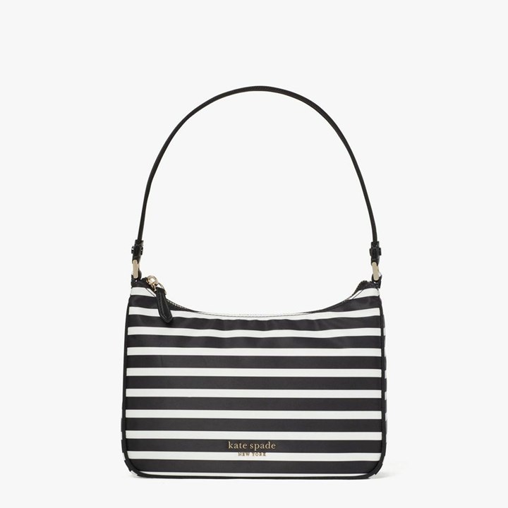 Black / Cream Kate Spade The Little Better Sam Stripe Small Shoulder Bags | 470-MTWVYK